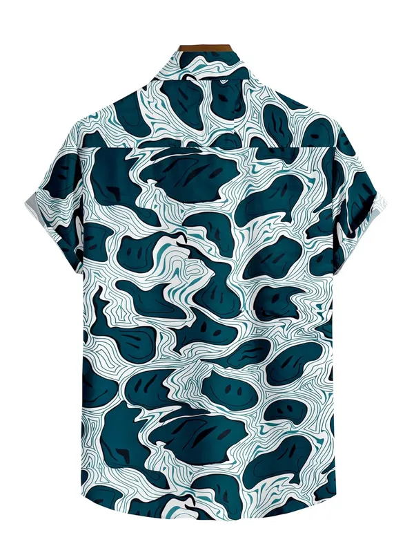 Blue_Abstract_Pattern_Short_Sleeve_Button-Down_Shirt_Topographic_Design