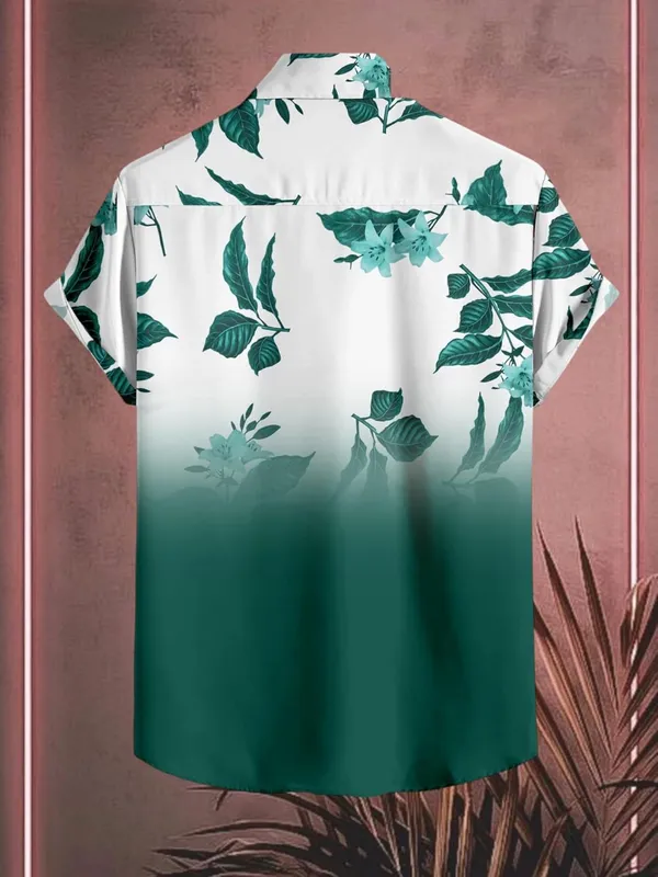 Green_Casual_Button_Down_Shirt,_Short_Sleeve,_Leaf_Print_Ombre_Design,_Regular_Fit,_Cotton_Blend