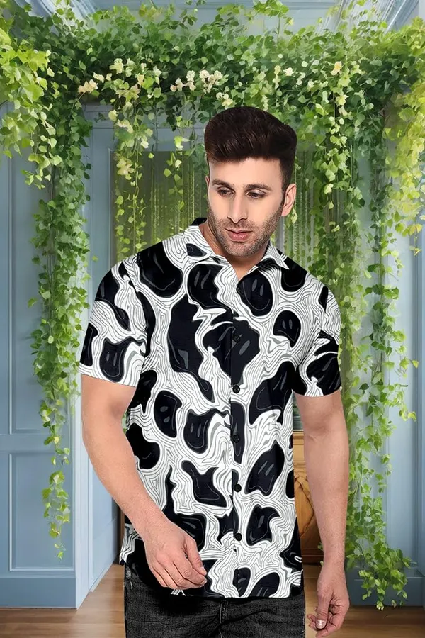 Black_Abstract_Pattern_Short_Sleeve_Button-Down_Shirt_Topographic_Design