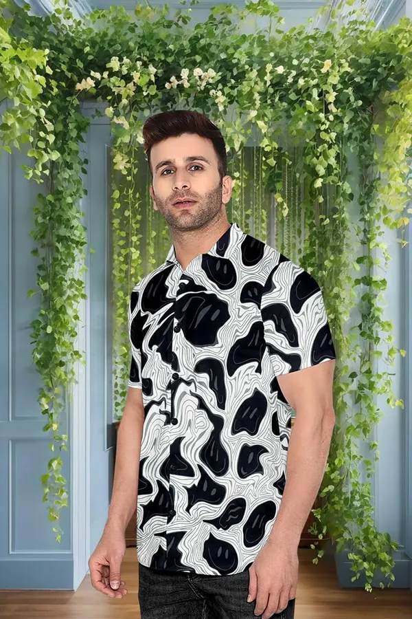 Black_Abstract_Pattern_Short_Sleeve_Button-Down_Shirt_Topographic_Design