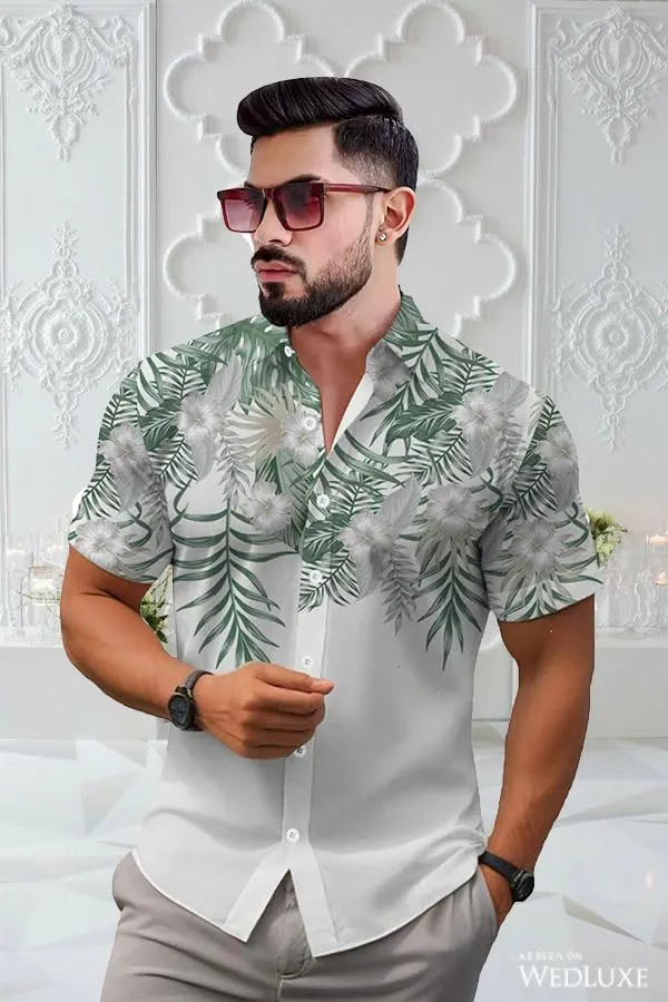 Green_Tropical_Print_Hawaiian_Short_Sleeve_Shirt,_White_With_Green_Palm_Leaves,_Casual_Button_Down