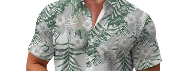 Green_Tropical_Print_Hawaiian_Short_Sleeve_Shirt,_White_With_Green_Palm_Leaves,_Casual_Button_Down