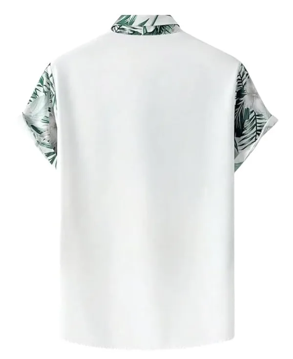 Green_Tropical_Print_Hawaiian_Short_Sleeve_Shirt,_White_With_Green_Palm_Leaves,_Casual_Button_Down