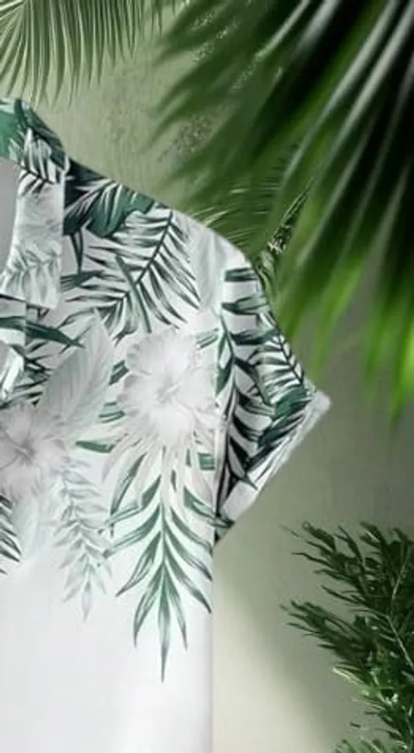 Green_Tropical_Print_Hawaiian_Short_Sleeve_Shirt,_White_With_Green_Palm_Leaves,_Casual_Button_Down