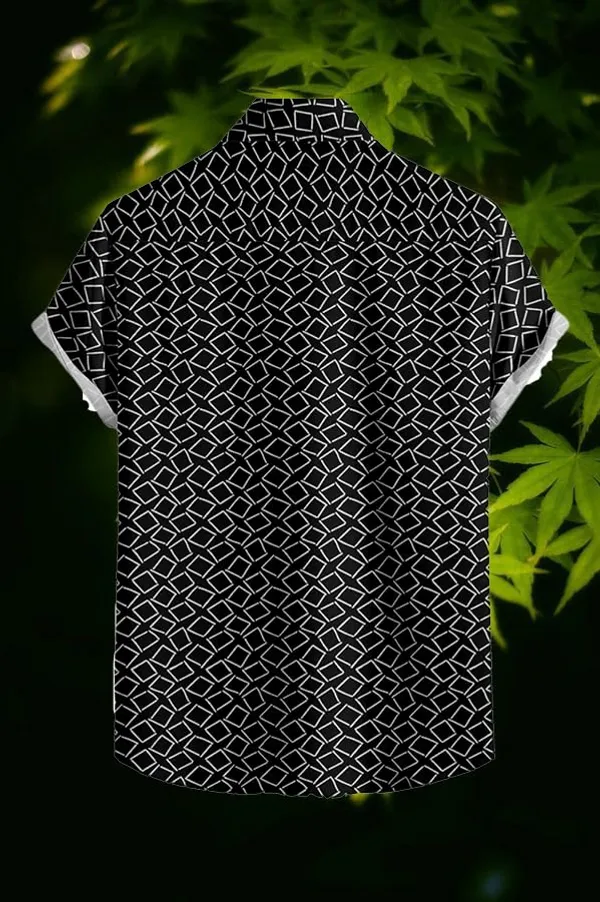 Geometric_Pattern_Short_Sleeve_Button-Down_Shirt,_Black_and_White_Print,_Casual_Wear