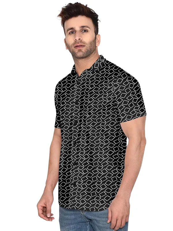 Geometric_Pattern_Short_Sleeve_Button-Down_Shirt,_Black_and_White_Print,_Casual_Wear
