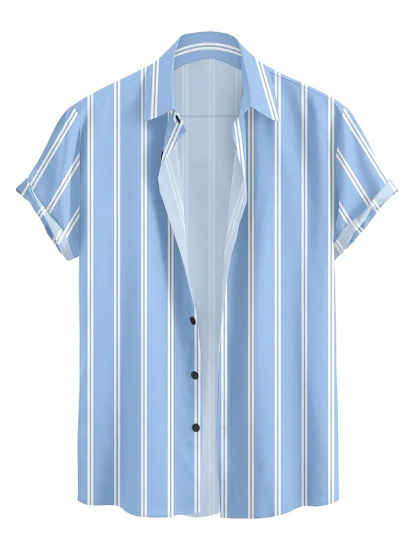 Light_Blue_Short_Sleeve_Button-Down_Shirt,_White_With_Black_Vertical_Stripes,_Casual_Fit