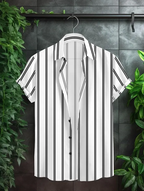 Restyle_Short_Sleeve_Button-Down_Shirt,_White_with_Black_Vertical_Stripes,_Casual_Fit