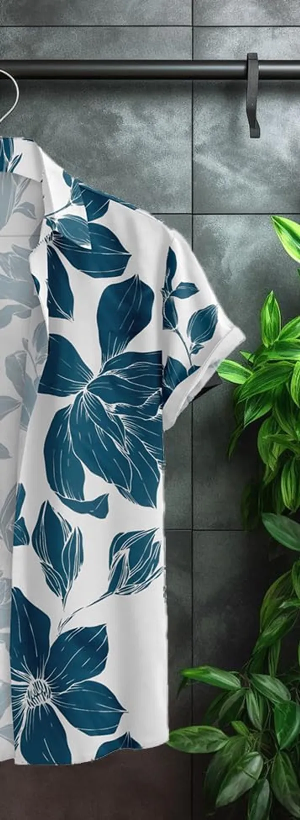 Blue_Hawaiian_Floral_Print_Short_Sleeve_Shirt,_White_With_Navy_Blue_Flowers,_Button_Down_Casual_Summer_Shirt