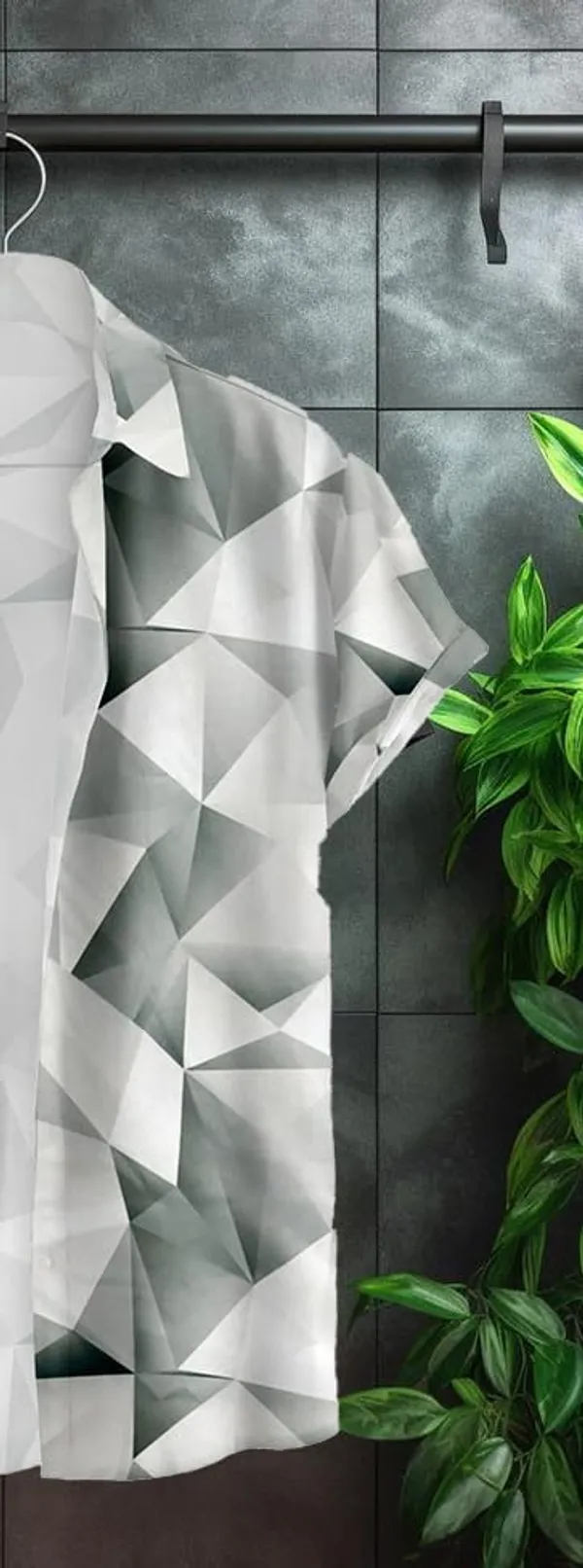 Black_Geometric_Pattern_Button-Down_Shirt,_3D_Crystal_Design,_White_And_Grey