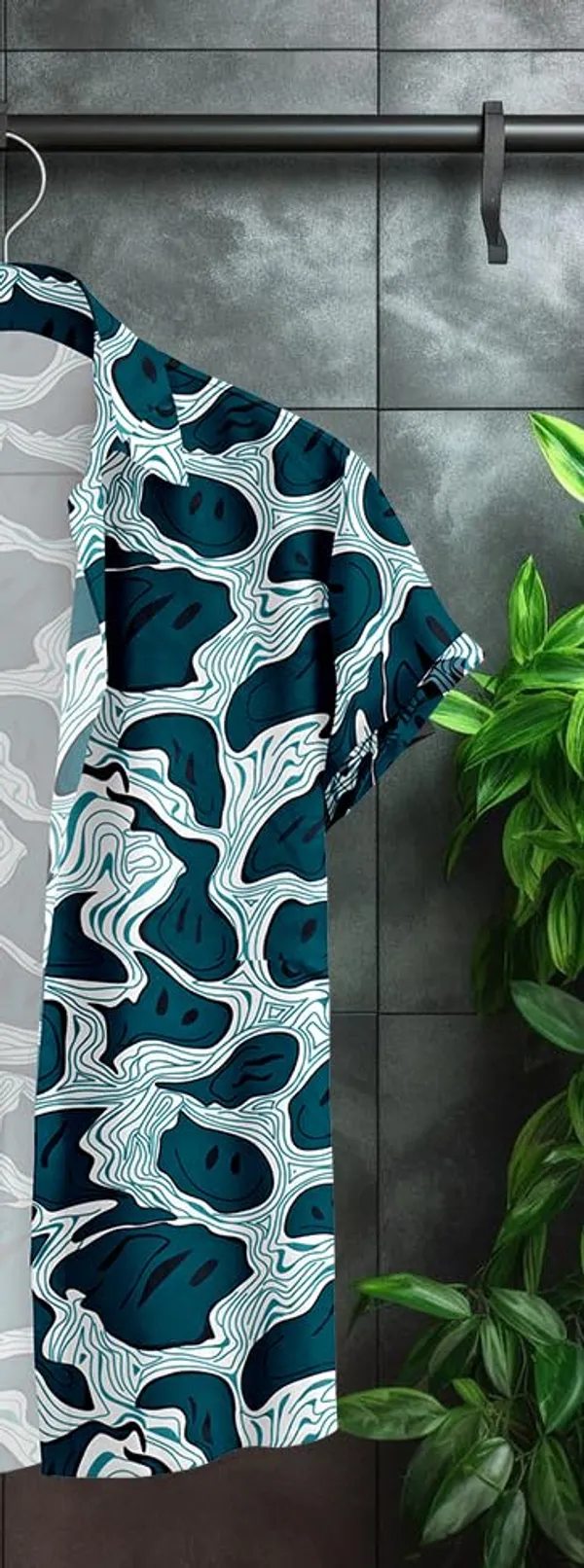 Blue_Abstract_Pattern_Short_Sleeve_Button-Down_Shirt_Topographic_Design,_Casual_Wear