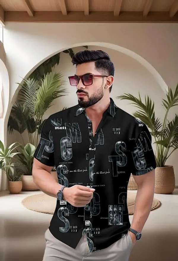 Black_Graphic_Print_Long_Sleeve_Button_Down_Shirt_Pattern