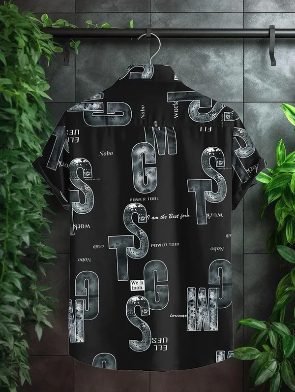 Black_Graphic_Print_Long_Sleeve_Button_Down_Shirt_Pattern