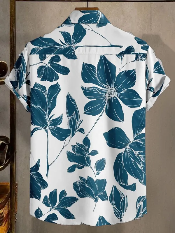 Parrot_Floral_Print_Short_Sleeve_Button-Down_Shirt,_White_And_Navy_Blue,_Hawaiian_Style
