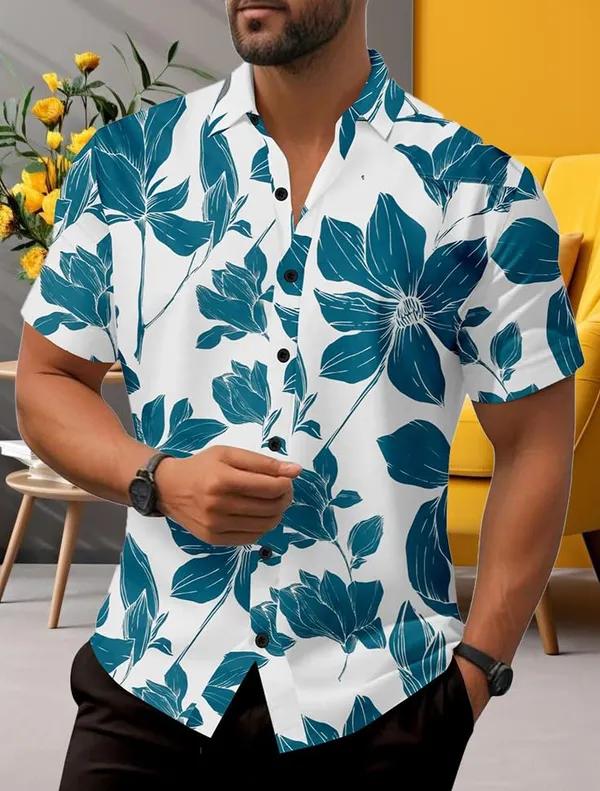 Parrot_Floral_Print_Short_Sleeve_Button-Down_Shirt,_White_And_Navy_Blue,_Hawaiian_Style