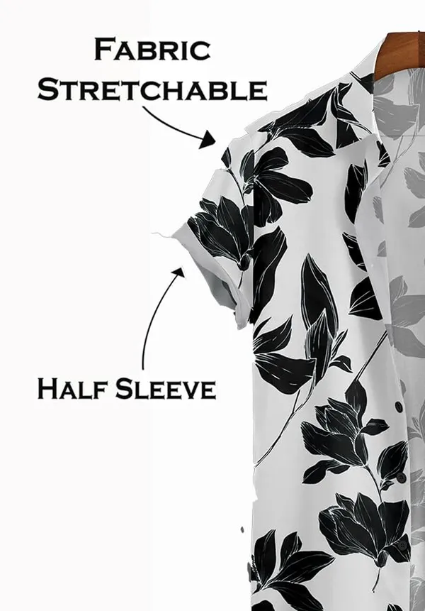 Black_Floral_Print_Short_Sleeve_Button-Down_Shirt,_White_And_Navy_Blue,_Hawaiian_Style