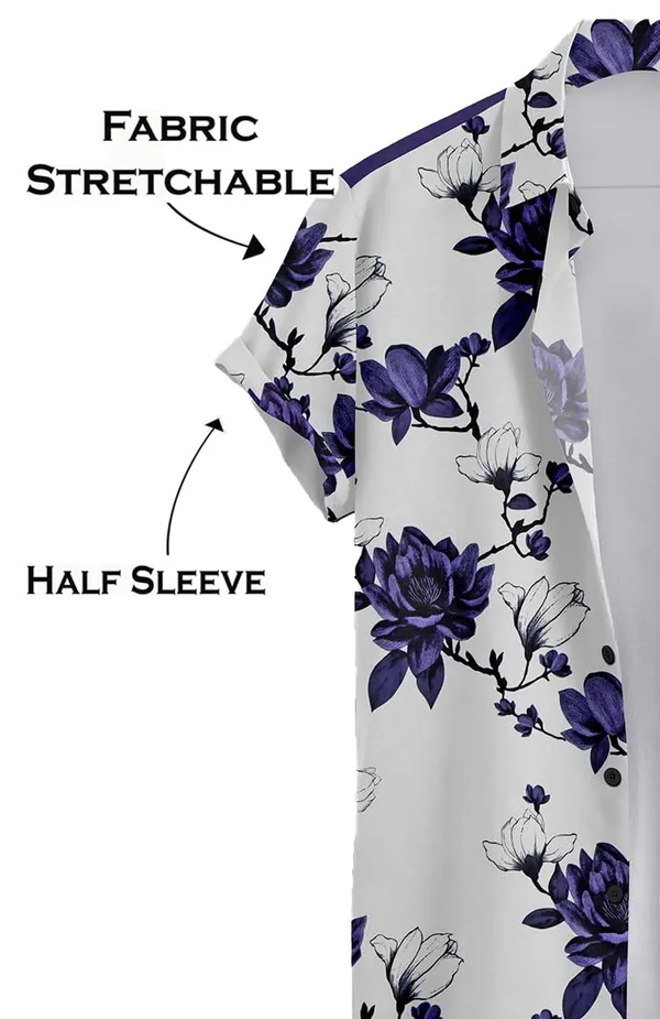 Blue_Floral_Print_Short_Sleeve_Button-Up_Shirt,_Navy_Blue_And_White,_Two-Tone_Design