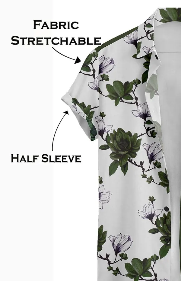 Green_Wofloral_Print_Colour_Block_Blouse,_Navy_Blue_And_White,_Short_Sleeves