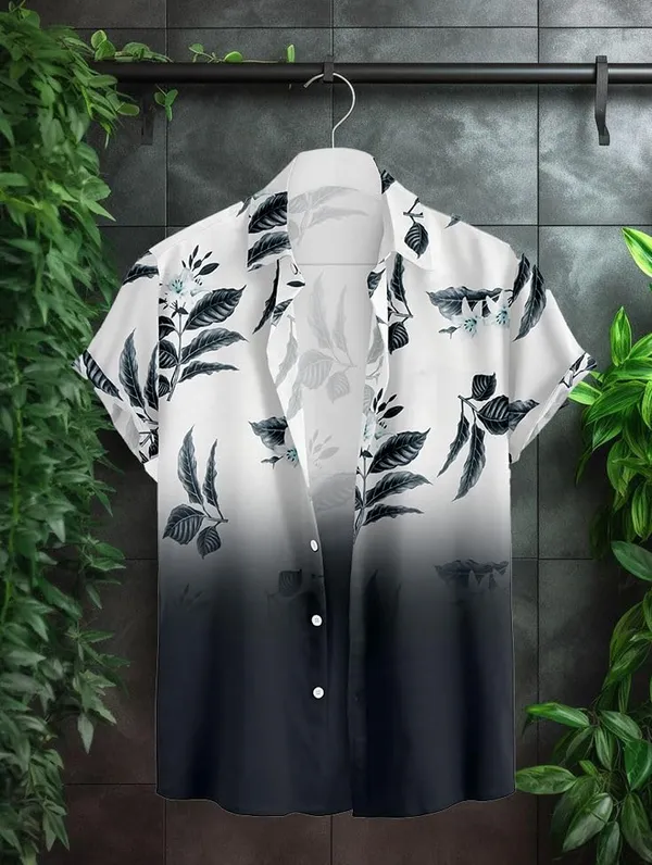Black_Wofloral_Print_Button-Down_Shirt,_White_To_Black_Ombre,_Short_Sleeve