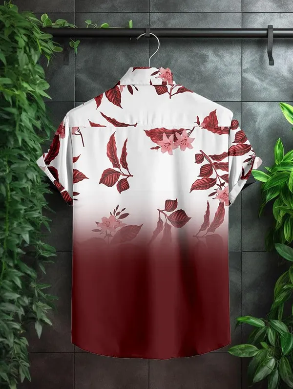 Maroon_Wofloral_Print_Button-Down_Shirt,_White_To_Black_Ombre,_Short_Sleeve