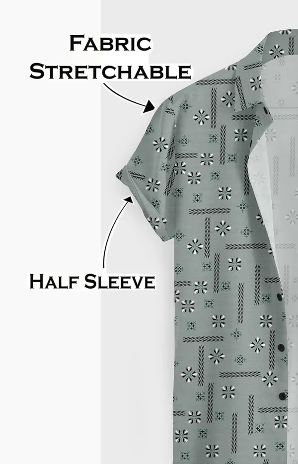 Green_Short_Sleeve_Casual_Shirt,_Geometric_Floral_Print,_Sage_Green,_Button-Down_Collar