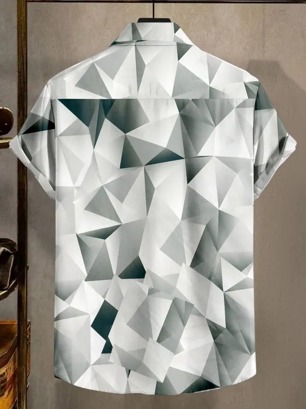 Black_Geometric_Pattern_Button-Down_Shirt,_White_And_Grey,_3D_Origami_Design