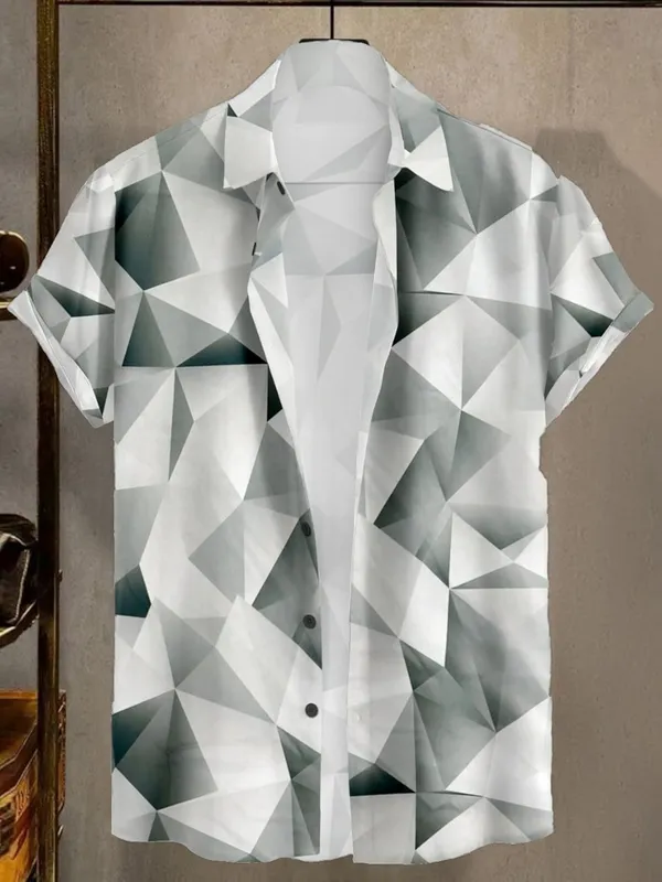 Black_Geometric_Pattern_Button-Down_Shirt,_White_And_Grey,_3D_Origami_Design