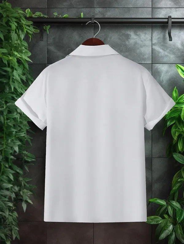 Blue_Artistic_Button-Down_Shirt,_Short_Sleeve,_White_With_Black_Abstract_Design_Pattern