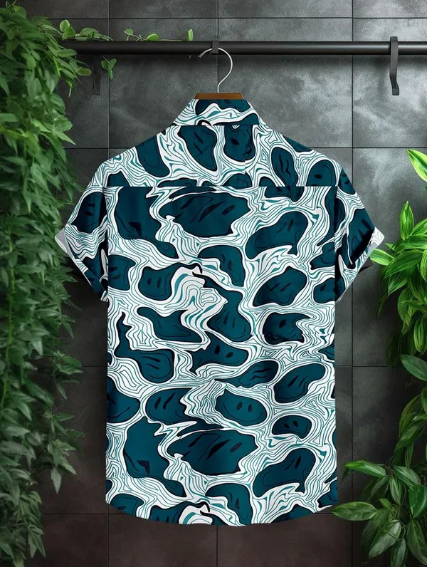 Blue_Abstract_Pattern_Short_Sleeve_Button-Down_Shirt_Topographic_Design