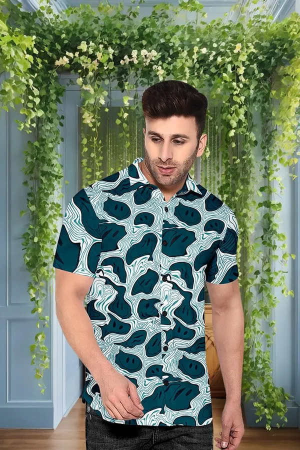 Blue_Abstract_Pattern_Short_Sleeve_Button-Down_Shirt_Topographic_Design