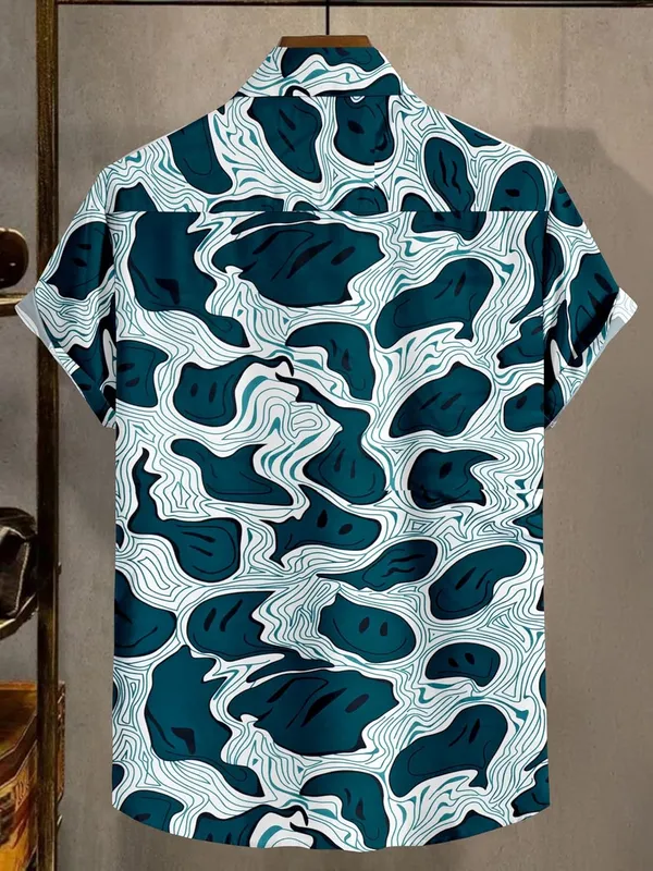 Blue_Abstract_Topographic_Pattern_Button-Down_Shirt,_Geometric_Design