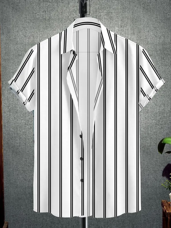 White_Striped_Short_Sleeve_Button_Down_Shirt,_Vertical_Pattern
