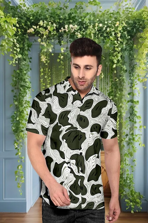 Green_Abstract_Topographic_Pattern_Button-Down_Shirt,_Geometric_Design
