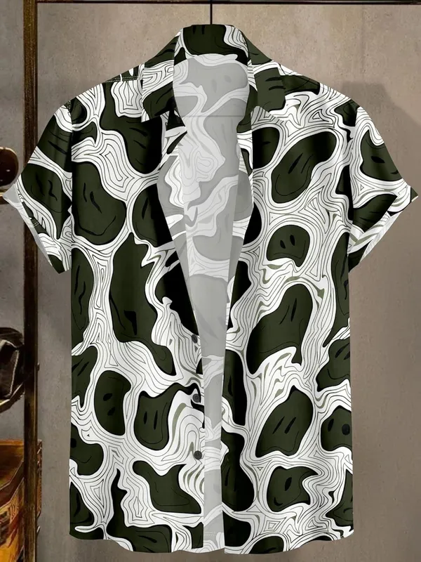 Green_Abstract_Topographic_Pattern_Button-Down_Shirt,_Geometric_Design