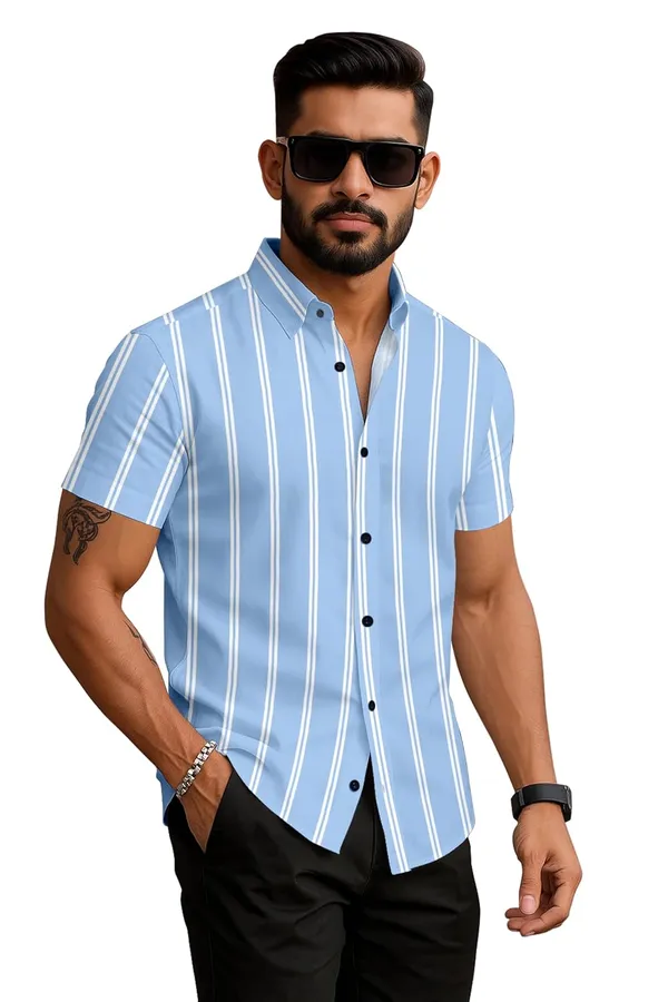 Blue_Striped_Short_Sleeve_Button_Down_Shirt,_Vertical_Pattern