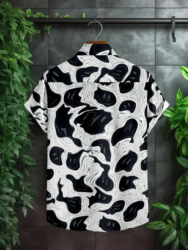 Black_Abstract_Pattern_Short_Sleeve_Button-Down_Shirt_Topographic_Design