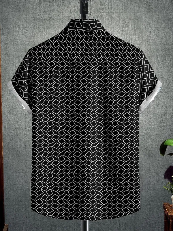 Black_Geometric_Pattern_Short_Sleeve_Button-Down_Shirt,_Casual_Summer_Wear