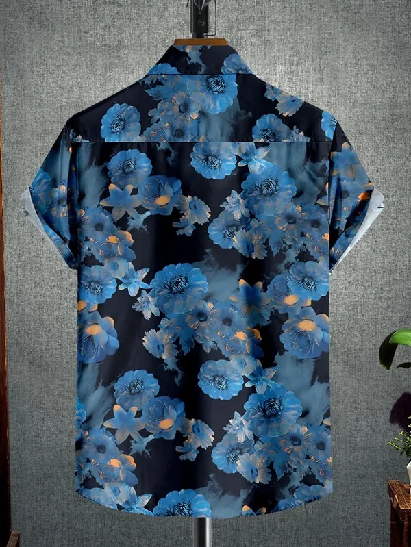 Blue_Floral_Print_Button-Down_Shirt,_Navy_Blue_With_Light_Blue_Flowers,_Short_Sleeve
