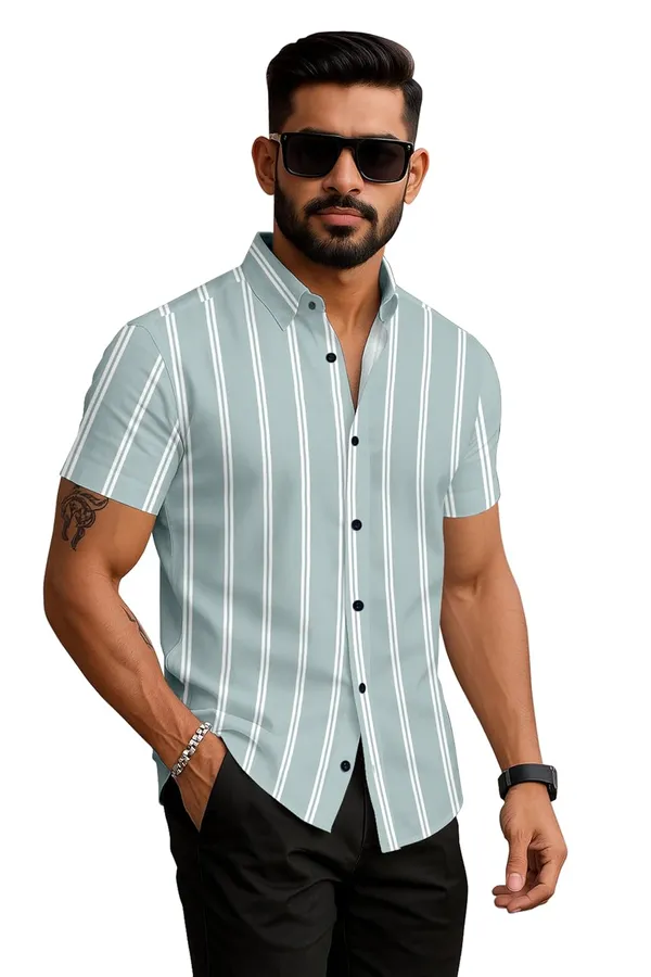 Green_Classic_Vertical_Striped_Button-Down_Shirt,_Short_Sleeve