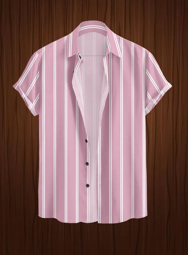Pink_Vertical_Striped_Short_Sleeve_Button_Down_Shirt,_Casual_Style