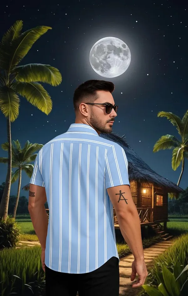 Blue_Striped_Short_Sleeve_Button_Down_Shirt,_Casual_Beach_Style