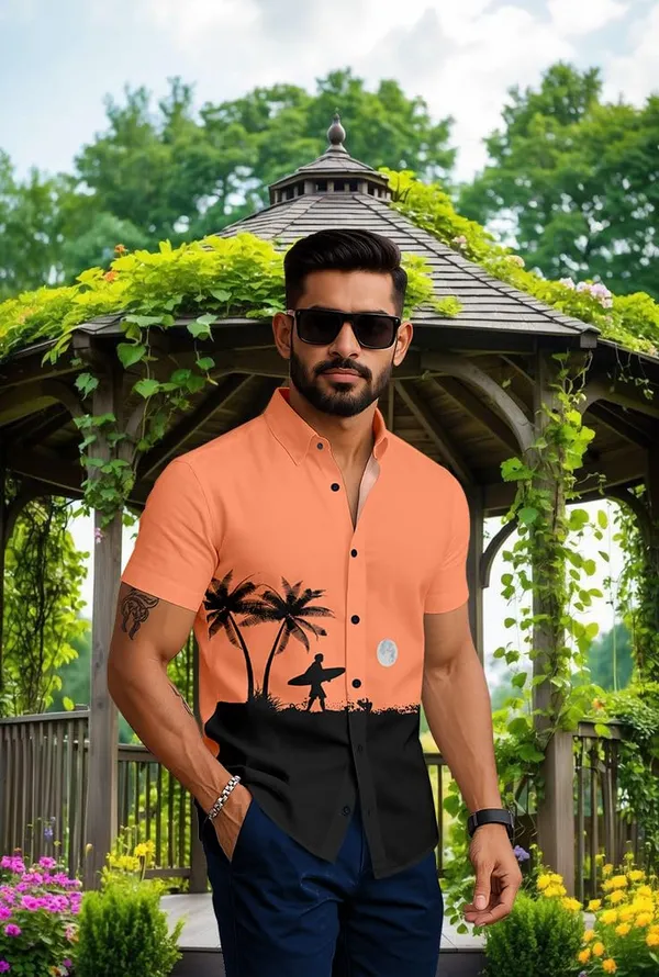 Restyle_Men's_Summer_Beach_Shirt,_Short_Sleeve_Button_Down,_Surfer_Palm_Tree_Print,_White_and_Black