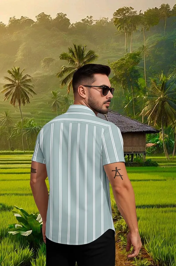 Restyle_Men's_Casual_Short_Sleeve_Striped_Shirt,_Black_and_White,_Button_Down_Collar