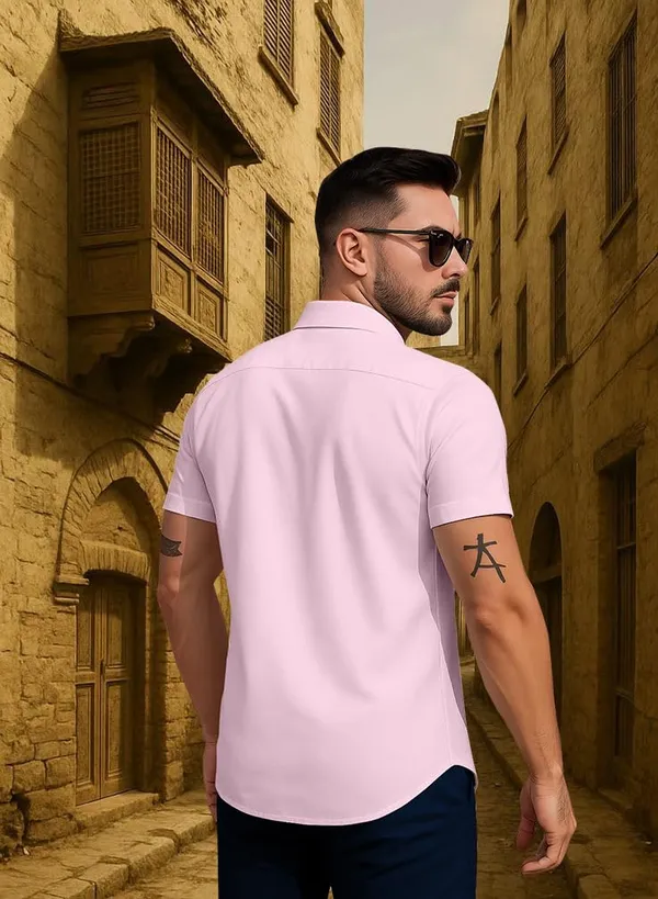 Pink_Casual_Summer_Shirt,_White_With_Palm_Tree_Surfer_Print,_Short_Sleeve_Button_Down,_Beach_Style