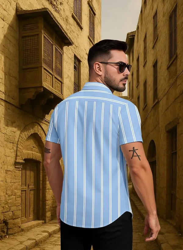 Blue_Striped_Short_Sleeve_Casual_Shirt,_Cotton_Blend
