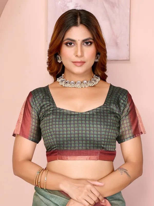 Green_&_Maroon_Black_Chanderi_Saree_For_Women