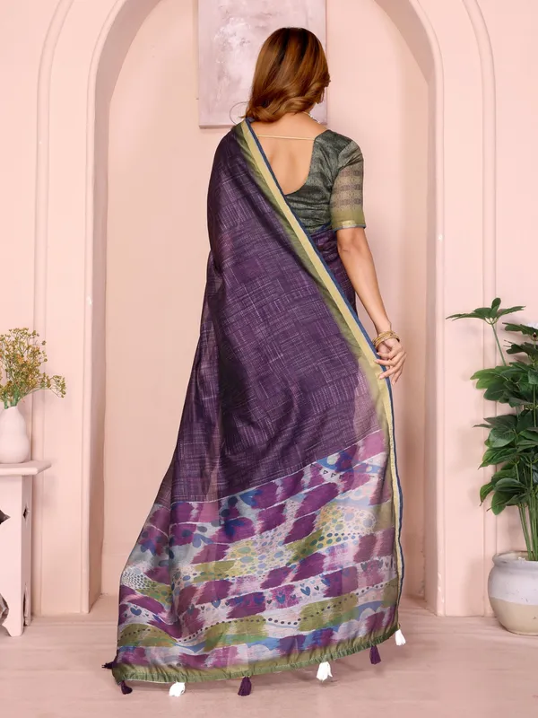Purple_&_Green_Black_Chanderi_Saree_For_Women
