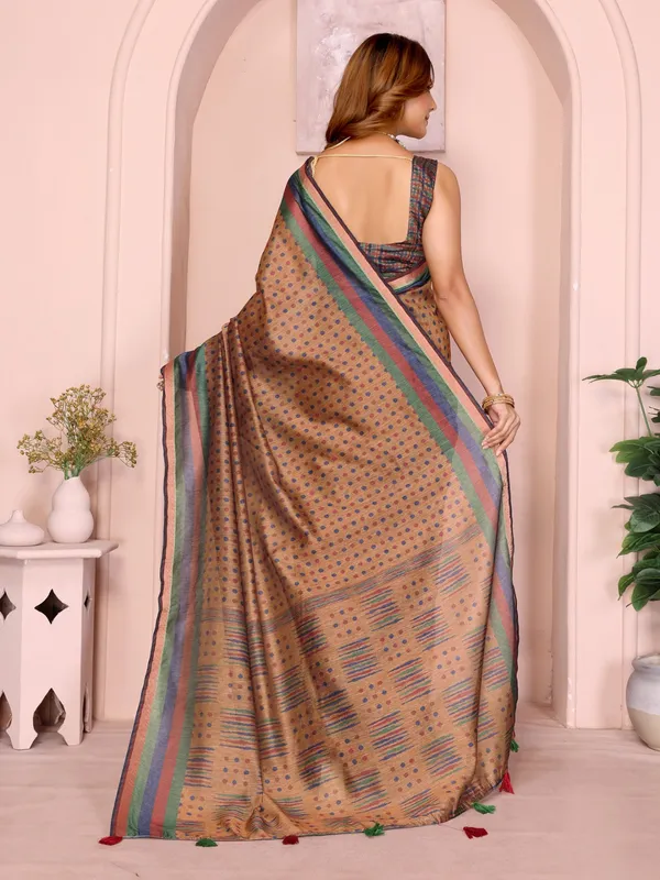 Mustard_Brown_Geometric_Black_Chanderi_Saree_For_Women