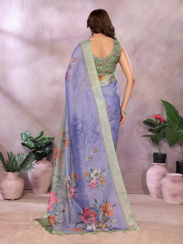 Lavender_Green_Floral_Printed_Saree_For_Women