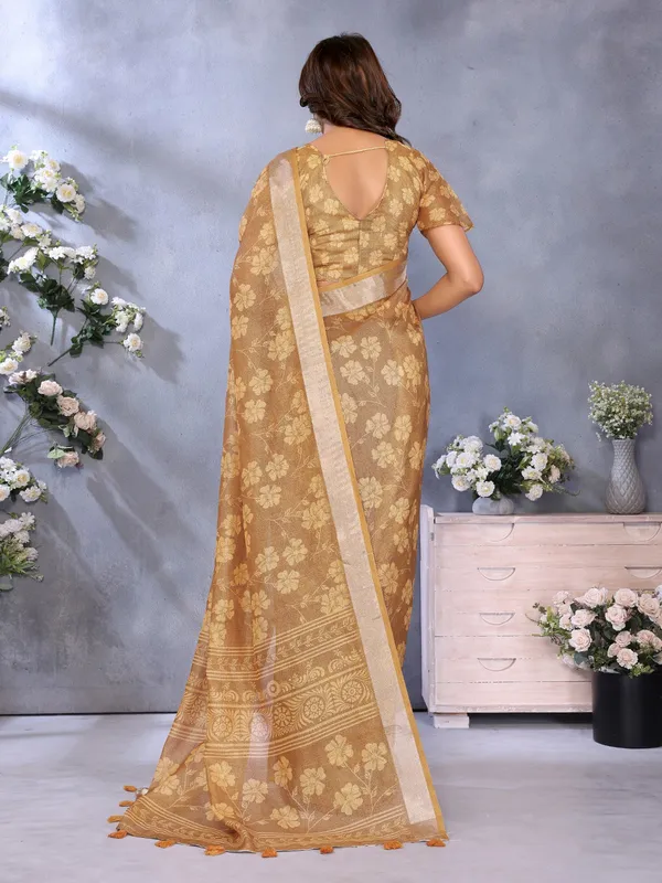 Golden_Floral_Woven_Saree_For_Women